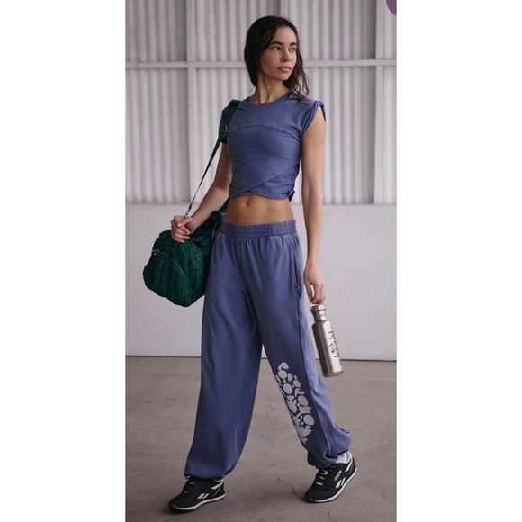 FP Movement Pants - Free People Movement Logo Hot Shot Crossover Set NWT Medium Blue Indigo Sold Out